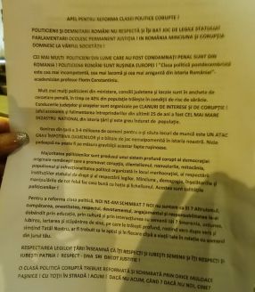 Manifestul care a circulat printre protestatari era certat iremediabil cu limba română