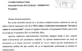 Fragment din scrisoarea de mulțumire pe care a primit-o Nicolae Bacalbașa