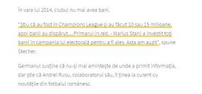 Fragment din articolul apărut astăzi în Gazeta Sporturilor