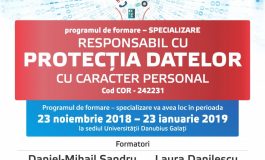Universitatea Danubius organizează programul de formare cu specializarea: Responsabil cu protecția datelor cu caracter personal