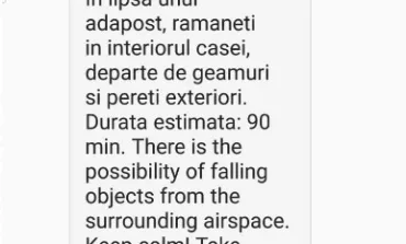 Mesaj Ro Alert- cad obiecte din spațiul aerian