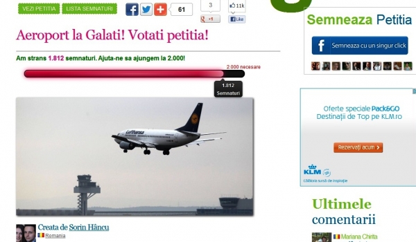 Fiți retardați și votați pe Facebook că vreți aeroport la Galați