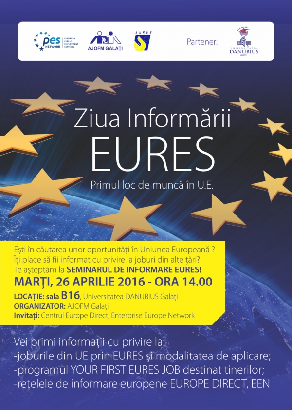 Primul loc de muncă în U.E: seminar de informare Eures la Danubius